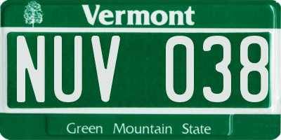 VT license plate NUV038