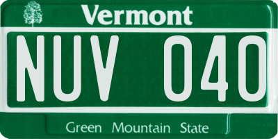 VT license plate NUV040