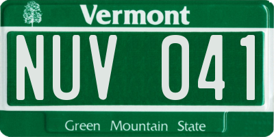 VT license plate NUV041