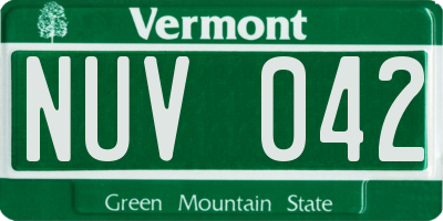 VT license plate NUV042