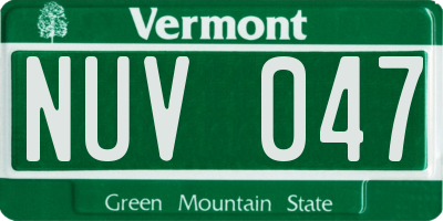 VT license plate NUV047