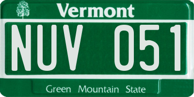 VT license plate NUV051