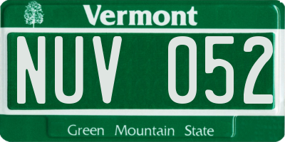 VT license plate NUV052