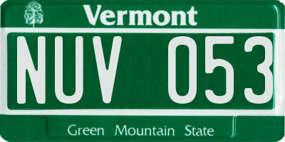 VT license plate NUV053