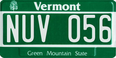 VT license plate NUV056