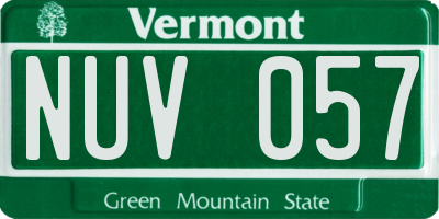 VT license plate NUV057