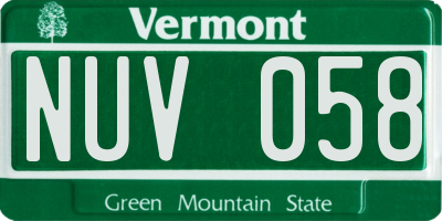 VT license plate NUV058