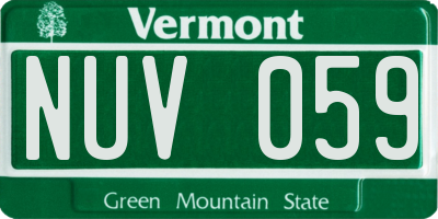 VT license plate NUV059