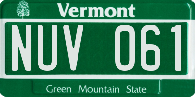 VT license plate NUV061