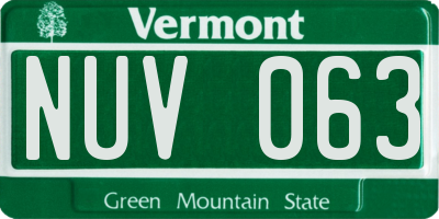 VT license plate NUV063