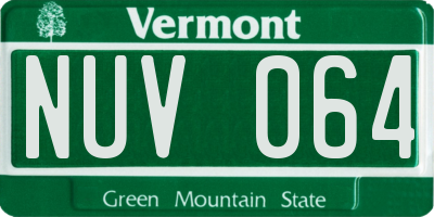 VT license plate NUV064