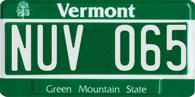 VT license plate NUV065