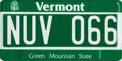 VT license plate NUV066