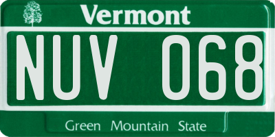 VT license plate NUV068