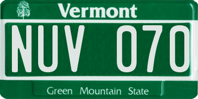 VT license plate NUV070