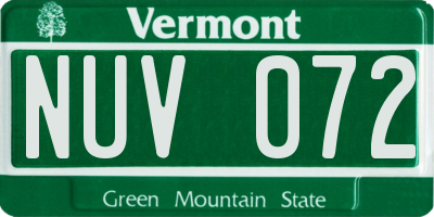 VT license plate NUV072