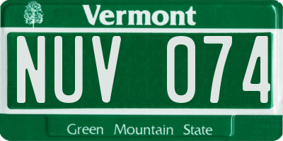 VT license plate NUV074
