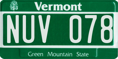 VT license plate NUV078