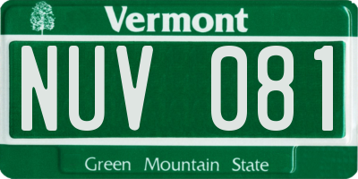 VT license plate NUV081