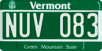 VT license plate NUV083