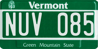 VT license plate NUV085