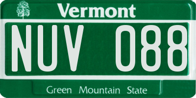 VT license plate NUV088