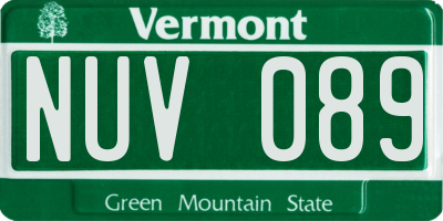 VT license plate NUV089
