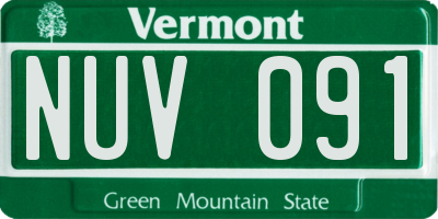 VT license plate NUV091