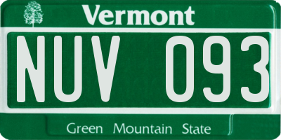 VT license plate NUV093