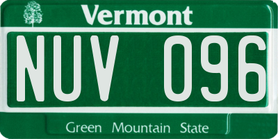 VT license plate NUV096