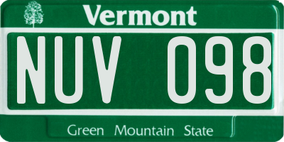 VT license plate NUV098