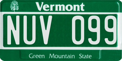VT license plate NUV099
