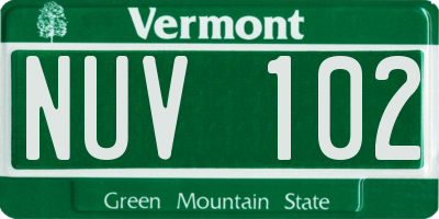 VT license plate NUV102