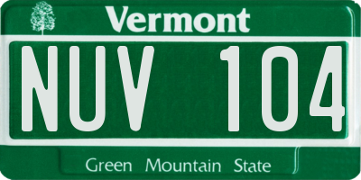 VT license plate NUV104