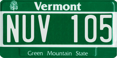 VT license plate NUV105