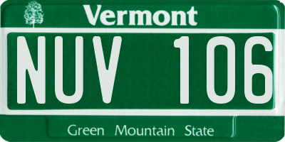 VT license plate NUV106