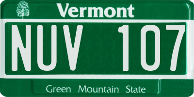 VT license plate NUV107