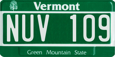 VT license plate NUV109