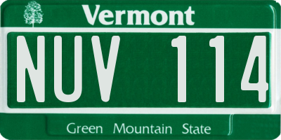 VT license plate NUV114