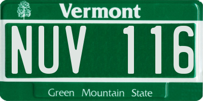 VT license plate NUV116