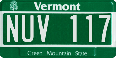 VT license plate NUV117
