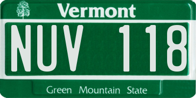 VT license plate NUV118