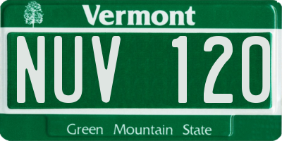 VT license plate NUV120