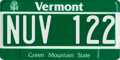 VT license plate NUV122