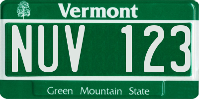 VT license plate NUV123