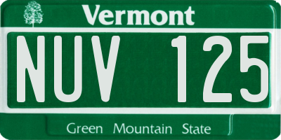 VT license plate NUV125