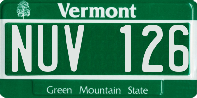 VT license plate NUV126
