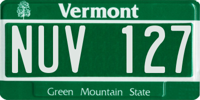 VT license plate NUV127
