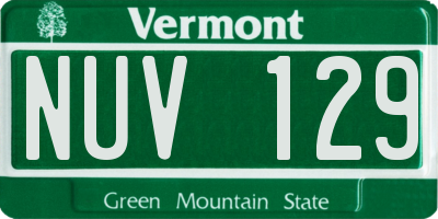 VT license plate NUV129