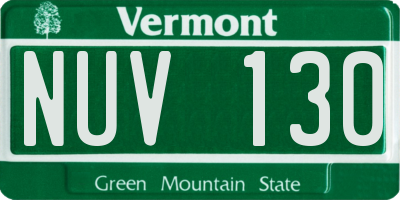 VT license plate NUV130